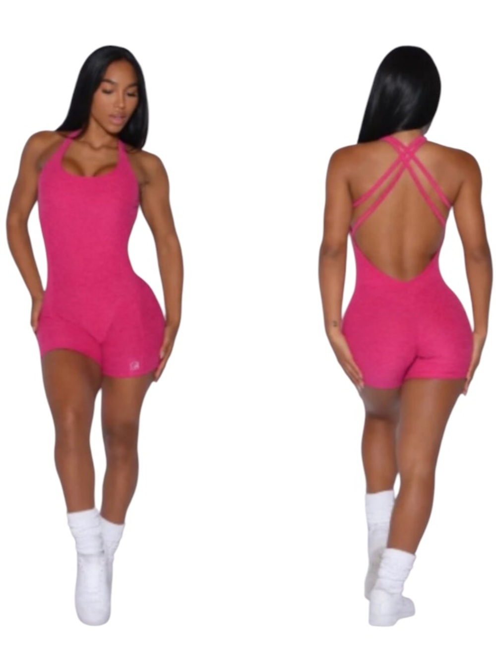 Bombshell Sportswear Form Bodysuit Shorts Pink Size Small